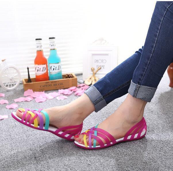 Beach jelly sandals rainbow plastic sandals female summer - Rebel K Collective