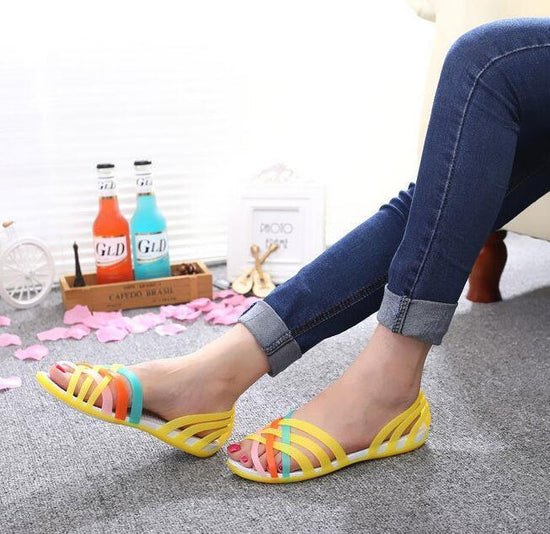 Beach jelly sandals rainbow plastic sandals female summer - Rebel K Collective