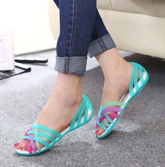 Beach jelly sandals rainbow plastic sandals female summer - Rebel K Collective