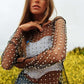 Bead and Pearl Embellished Long Sleeves Mesh Top - Rebel K Collective