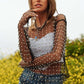 Bead and Pearl Embellished Long Sleeves Mesh Top - Rebel K Collective