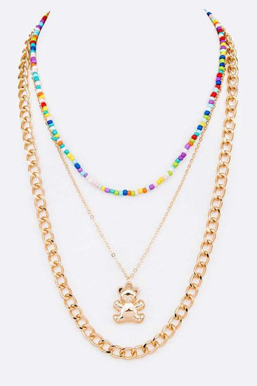 Bear Charm Layered Necklace - Rebel K Collective