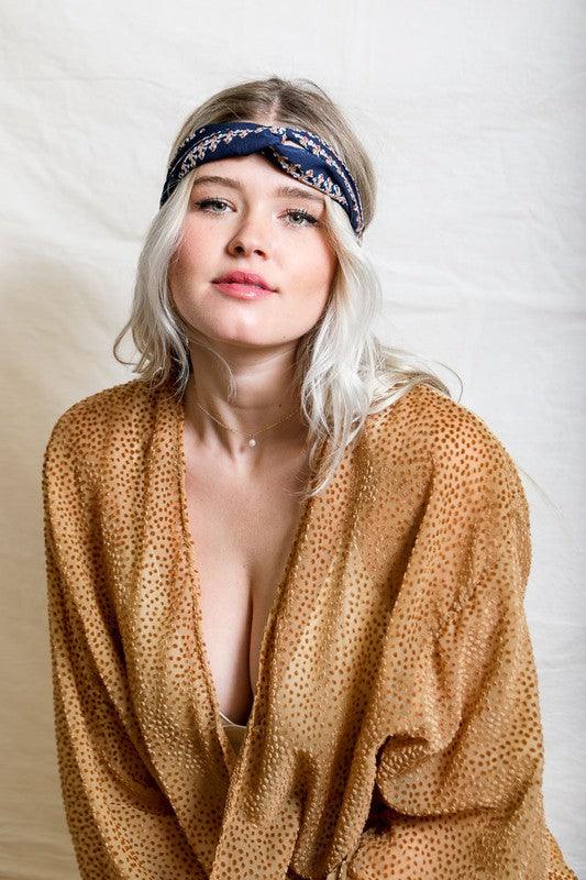 Bohemian Stitch Print Twist Headwrap - Rebel K Collective