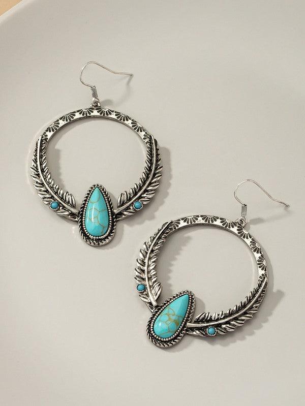 Boho distressed feather circle earrings - Rebel K Collective