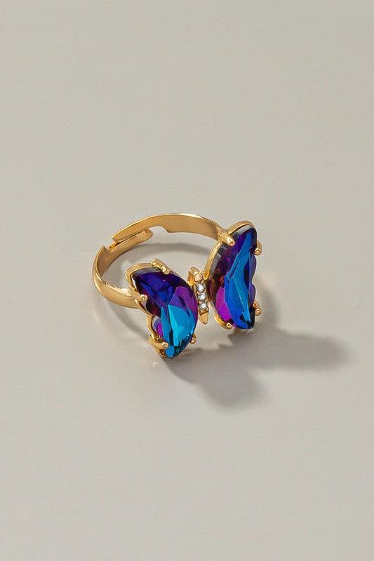 Butterfly ring with adjustable brass band - Rebel K Collective