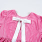 Strawberry Pink Flounce Sleeve Tiered Ruffled Velvet Mini Dress