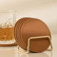 6 Round PU Leather Coasters Set