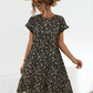 Frill Floral Round Neck Short Sleeve Tiered Dress