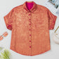 Rose Red Metallic Sheen Short Sleeve Plus Size Shirt