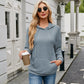 Ribbed Drawstring Long Sleeve Hoodie