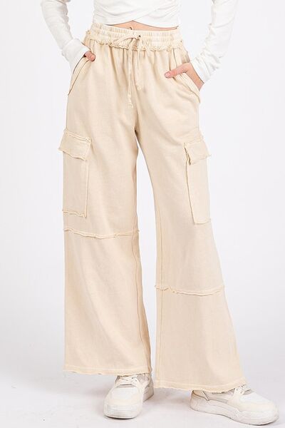 Mineral wash cargo pants