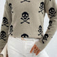 Graphic Mock Neck Dropped Shoulder Sweater