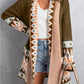 Geometric Open Front Long Sleeve Cardigan