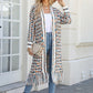 Multicolored Open Front Fringe Hem Cardigan