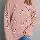 Sequin Candy Cane Round Neck Sweatshirt