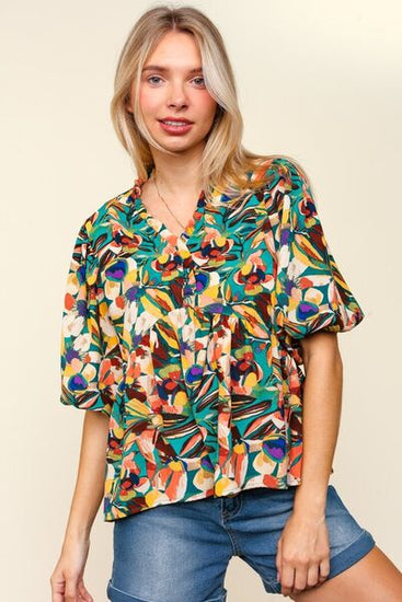 Plus-size floral peplum top