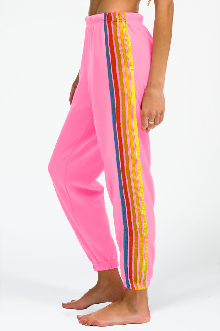 Pink Rainbow Striped Jogger Sweatpants