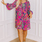 Rose Plus Size Abstract Floral Print Pleated Loose Dress