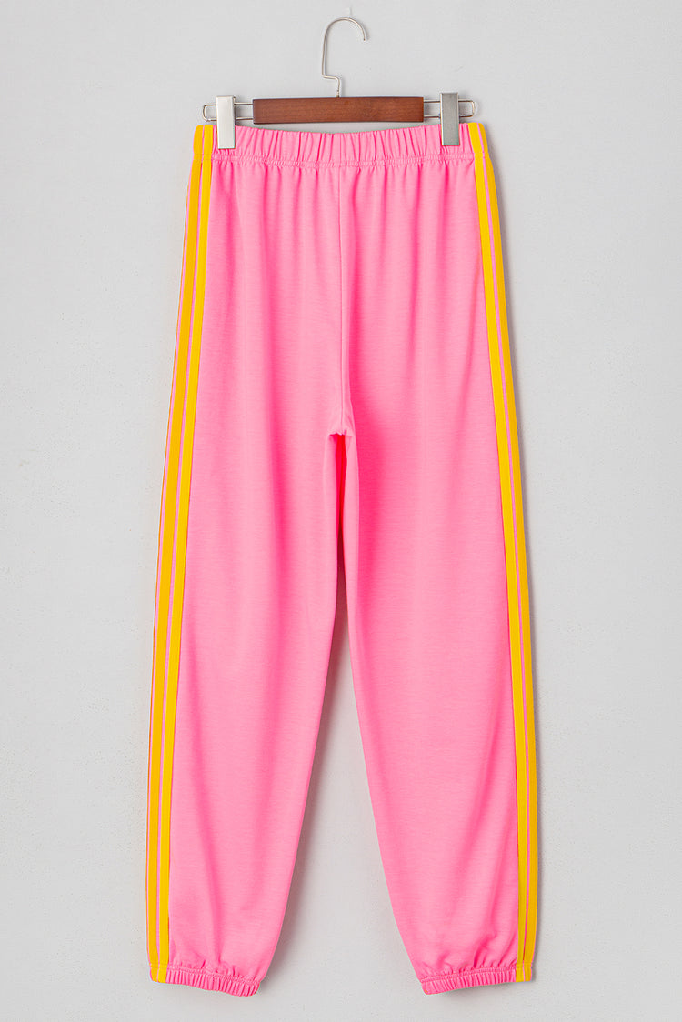 Pink Rainbow Striped Jogger Sweatpants