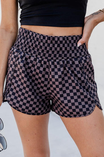 Checkered Elastic Waist Shorts - Rebel K Collective