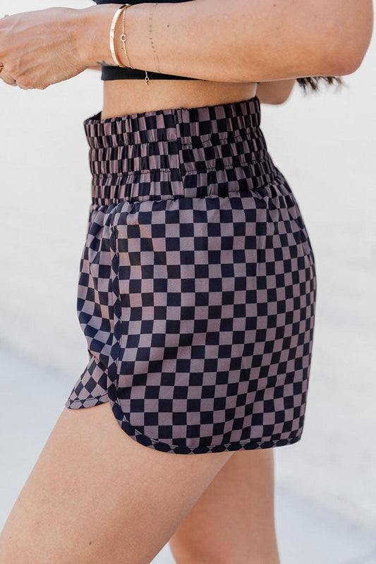 Checkered Elastic Waist Shorts - Rebel K Collective