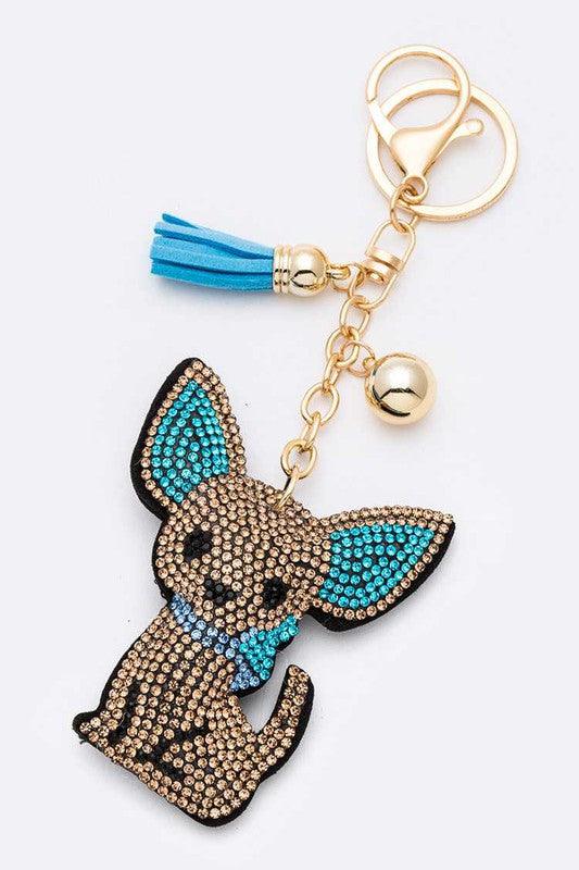 Chihuahua Rhinestone Pillow Key Chain - Rebel K Collective