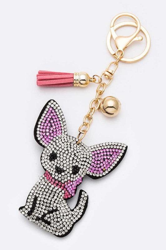 Chihuahua Rhinestone Pillow Key Chain - Rebel K Collective