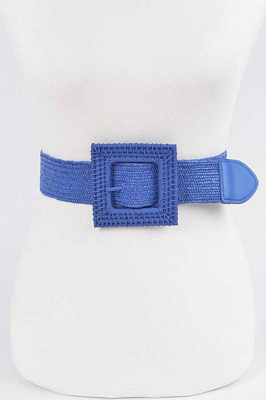 Color Bamboo Square Buckle Elastic Straw Belt - Rebel K Collective