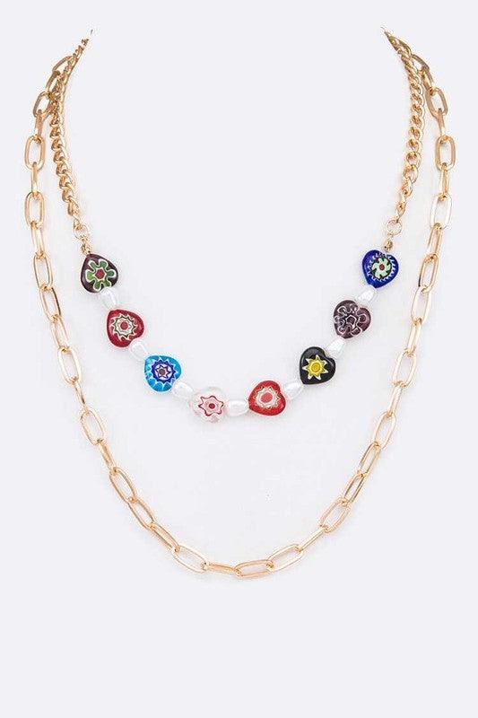 Color Heart String Layer Necklace - Rebel K Collective