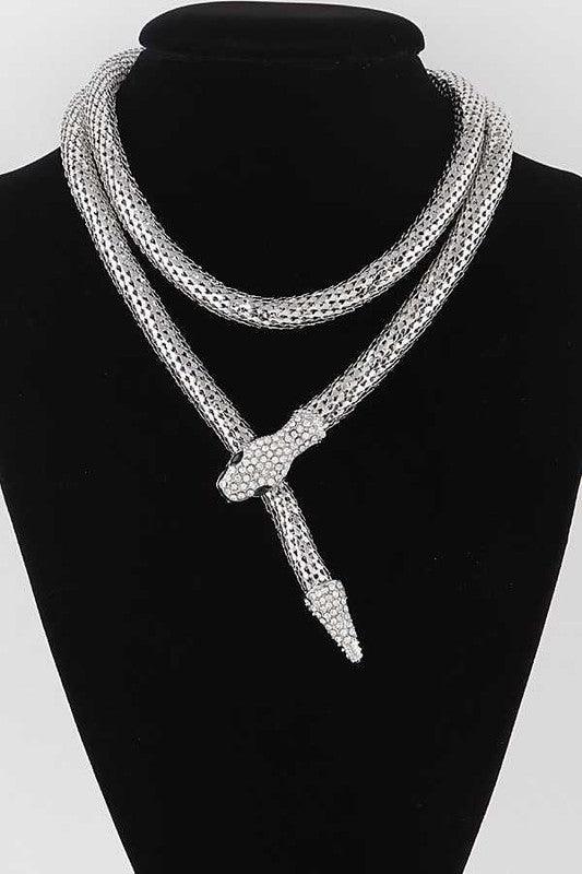 Crystal Snake Coil Chain Necklace - Rebel K Collective