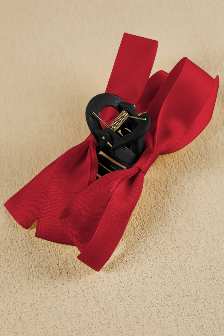 Black Solid Color Ribbon Bow Decor Hair Clip