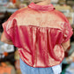 Rose Red Metallic Sheen Short Sleeve Plus Size Shirt