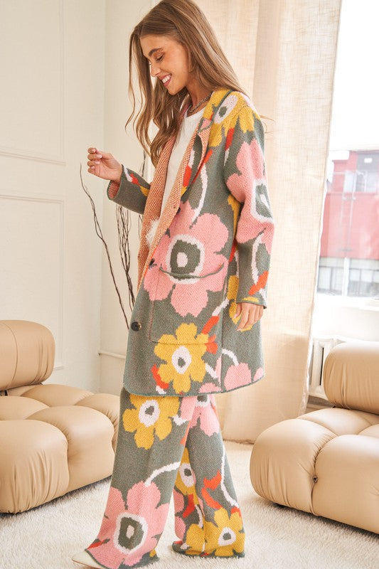 Flower Printed Casual Cozy Full Long Wide Pants