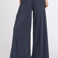 Elastic waist wide leg pants