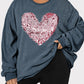 Plus Size Heart Sequin Round Neck Sweatshirt