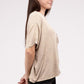 Washed Ribbed Cuffed Short Sleeve Round Neck Top