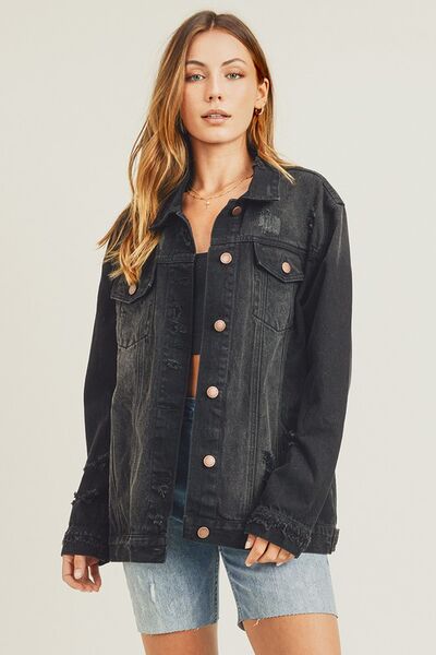 Distressed denim jacket