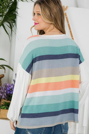 PLUS MULTI STRIPE MIXED BOXY TOP - Rebel K Collective