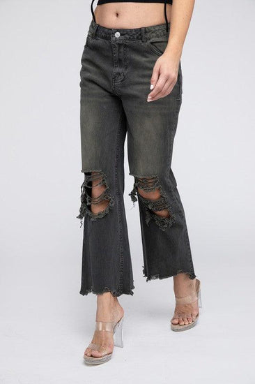 Distressed Vintage Washed Wide Leg Pants - Rebel K Collective