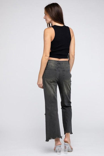 Distressed Vintage Washed Wide Leg Pants - Rebel K Collective