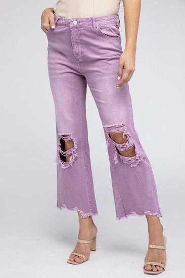 Distressed Vintage Washed Wide Leg Pants - Rebel K Collective