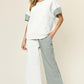 Double Take Full Size Texture Contrast T-Shirt and Wide Leg Pants Set - Rebel K Collective