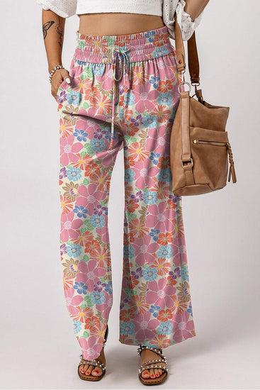 Drawstring Printed Wide Leg Pants - Rebel K Collective