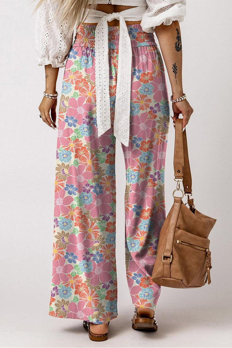 Drawstring Printed Wide Leg Pants - Rebel K Collective