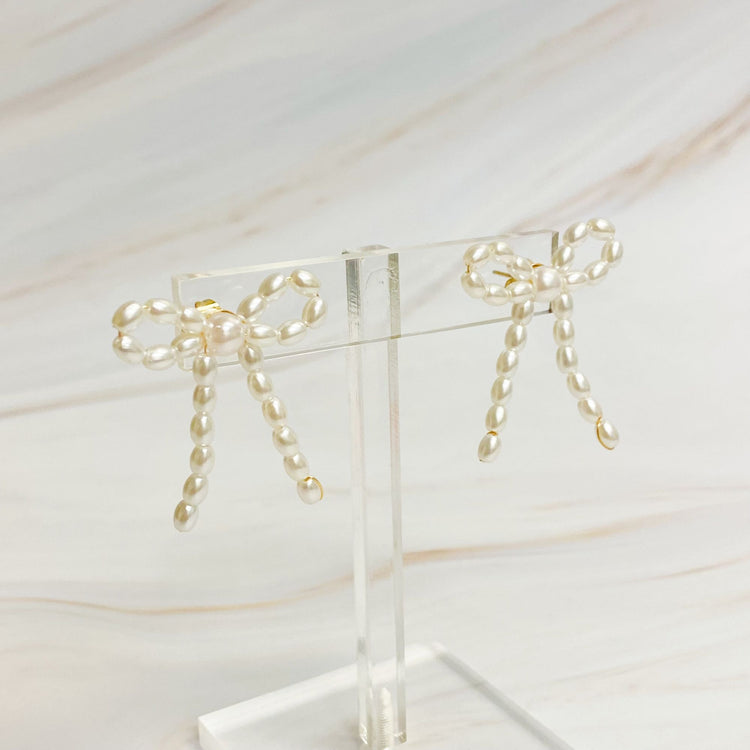 Pearl Bow Ballerina Earrings