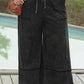 Black Plus Mineral Wash Exposed Seam Wide Leg Cropped Pants