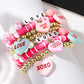 Bonbon Letter Print Heart Beaded Valentines Bracelet