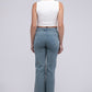 Acid Washed Frayed Cutoff Hem Straight Wide Pants