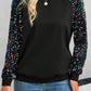 Sequin Round Neck Long Sleeve Blouse