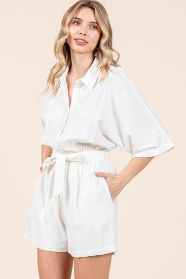 Linen blend romper